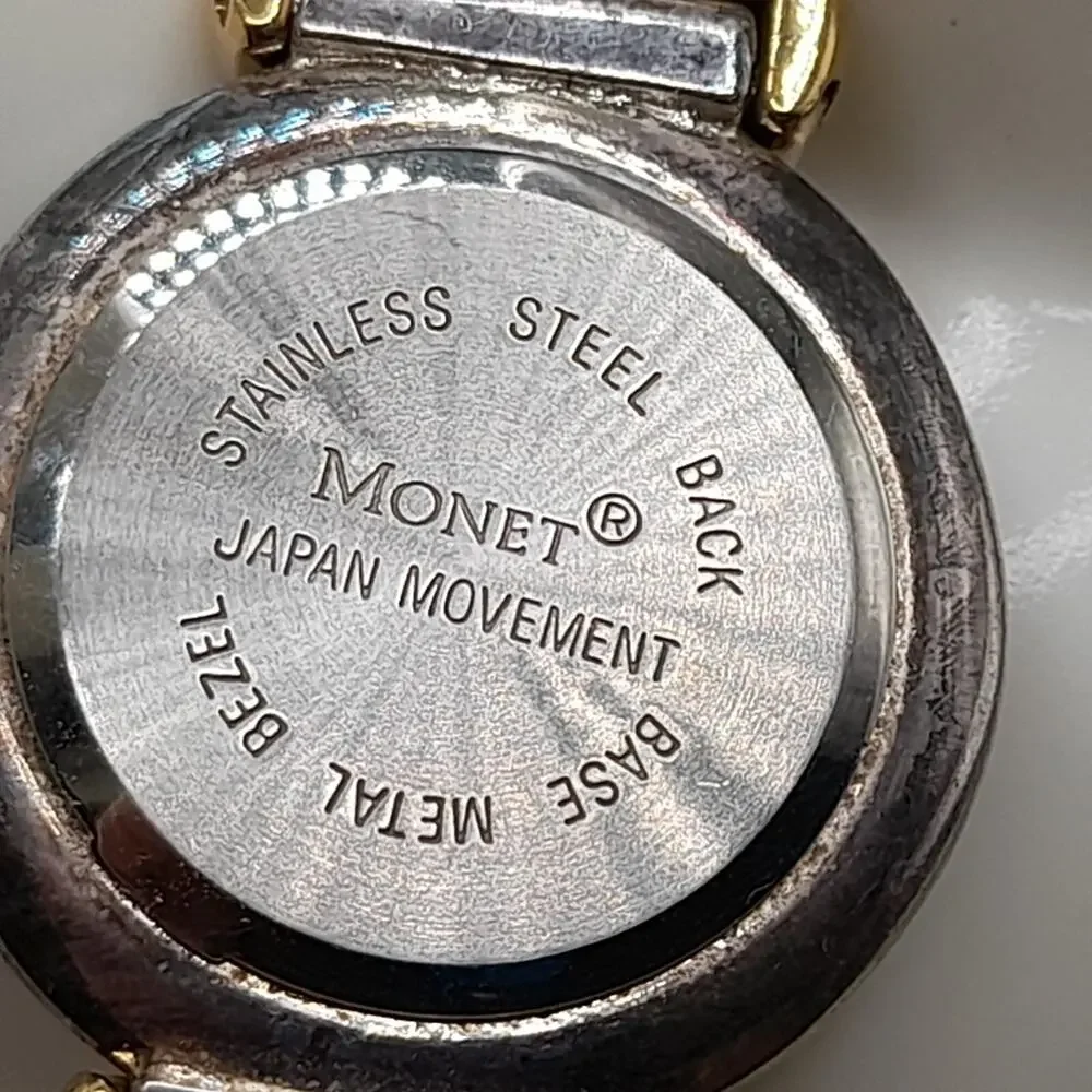 Vintage Monet Gold Silver Women's Watch, Japan Movement, NEEDS NEW BATTERY